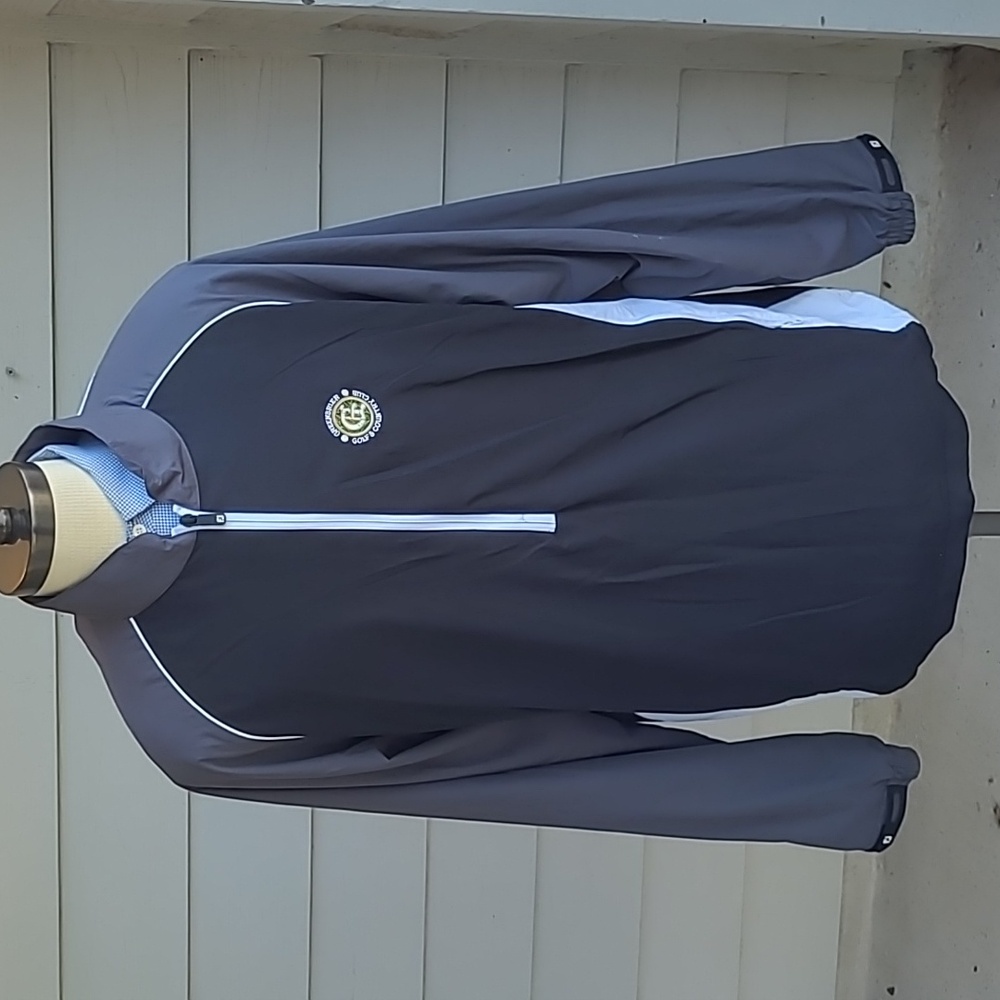 FOOTJOY Greenbrier Golf CC Grey Black‎ XXL Half Zip Pullover Windbreaker Jacket